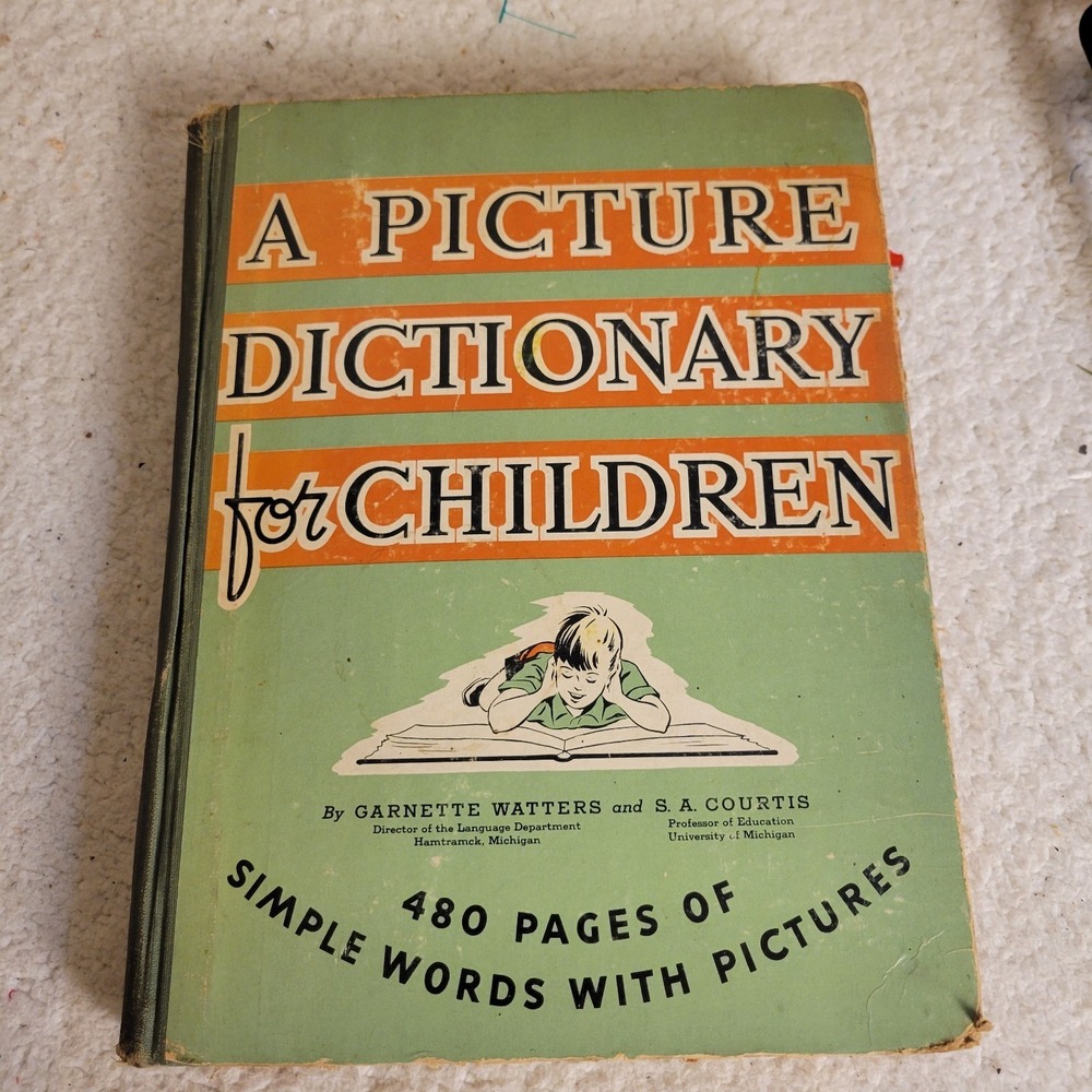 1939 A Picture Dictionary for Children Watters Courtis Vintage Illustrated Book